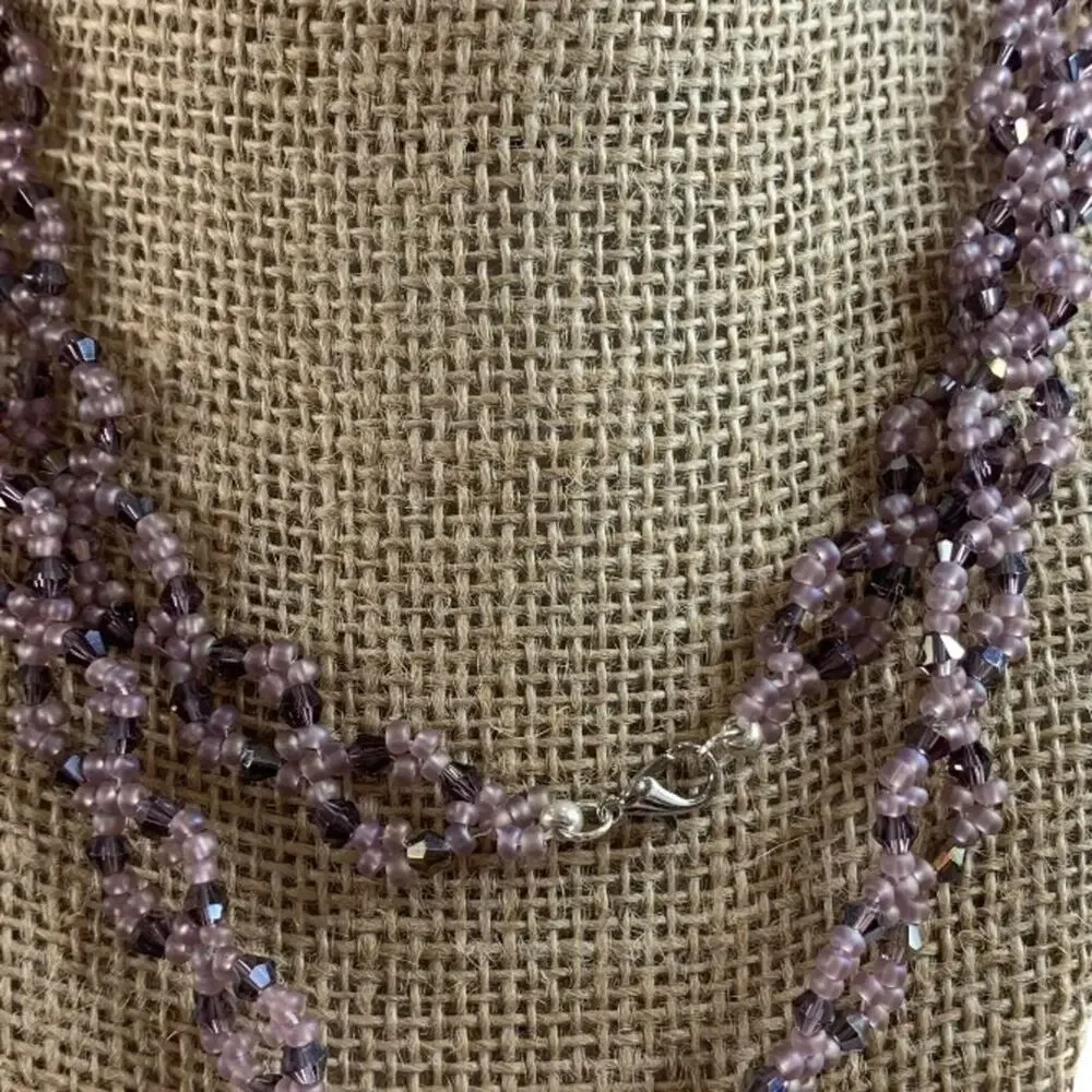 36” beaded chain.Purple bicone crystals.seed beads‎ New With Tags !